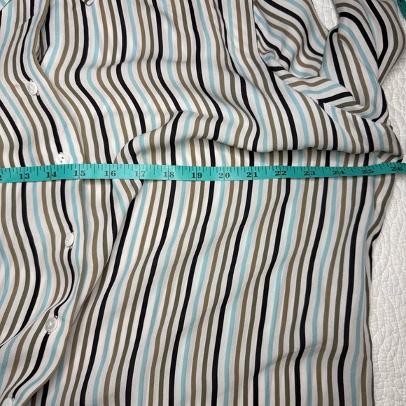 Mulberry Silk Striped Blouse in Gray and Cream - Picture 8 of 9
